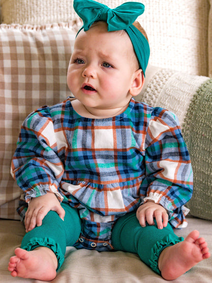 Peyton Plaid Woven Long Sleeve Bubble Romper