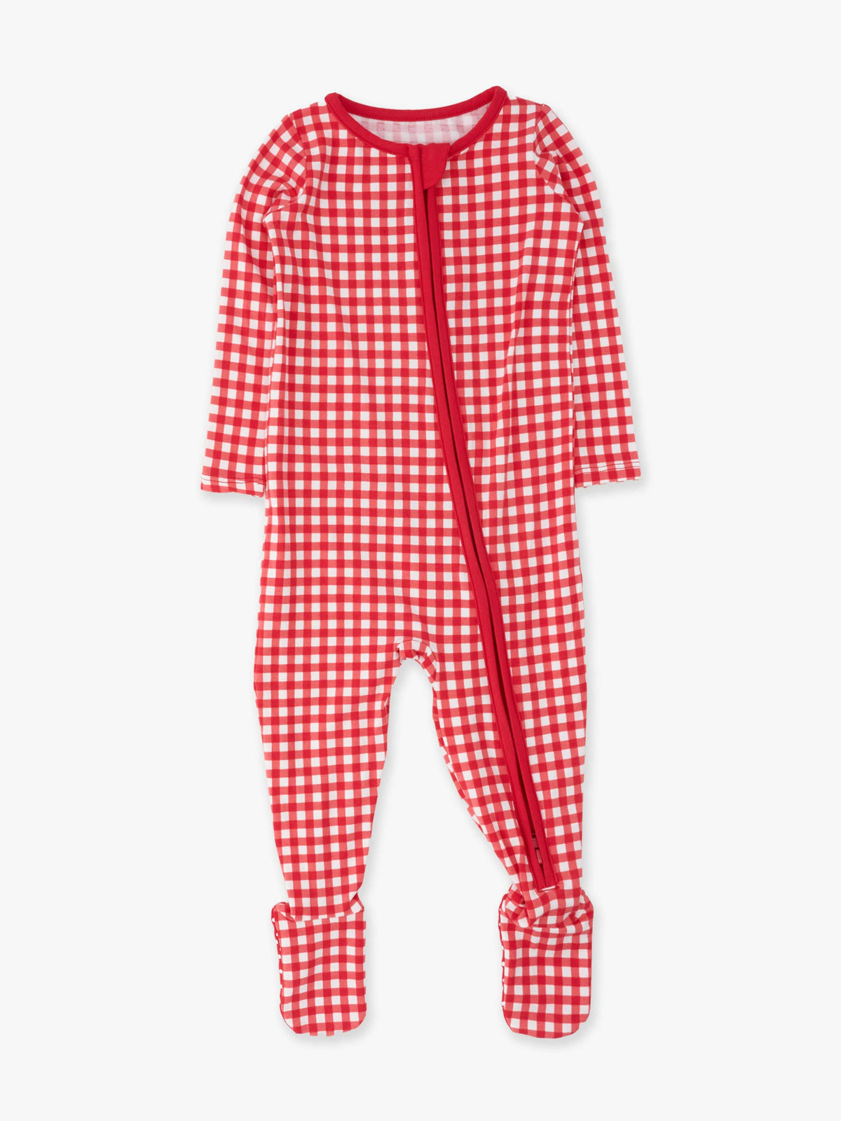 SoftSnooze™ Baby Cotton Modal Red & White Gingham Footed One Piece Pajama
