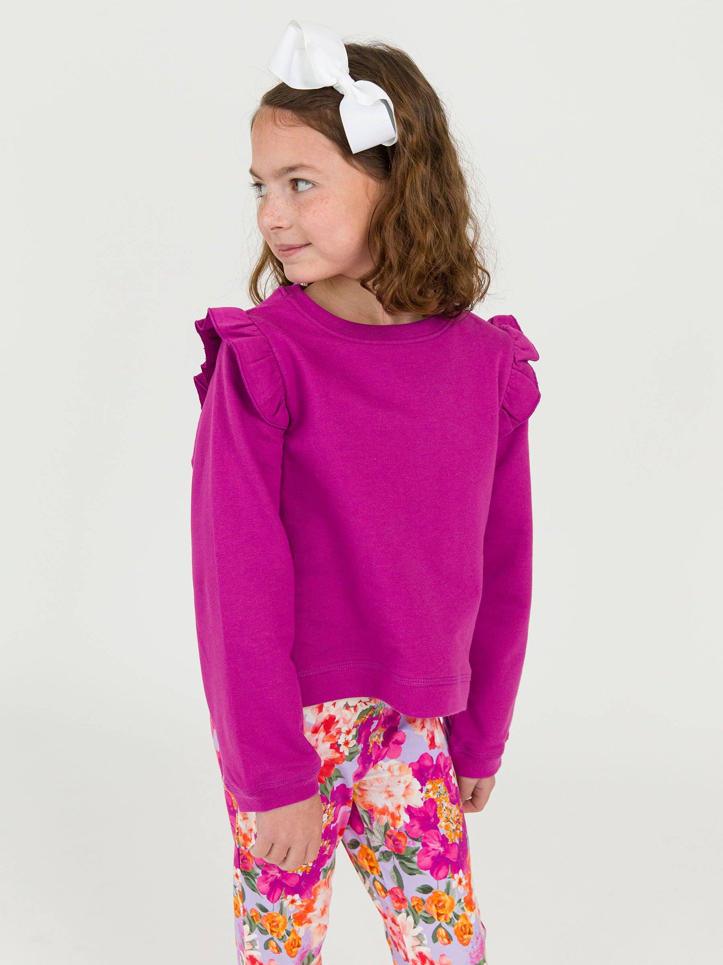 Girls Plum Tart Knit Flutter Sweatshirt