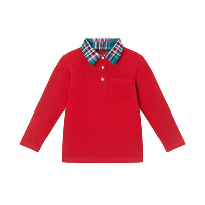 Kids Red Holiday Christmas Polo Set