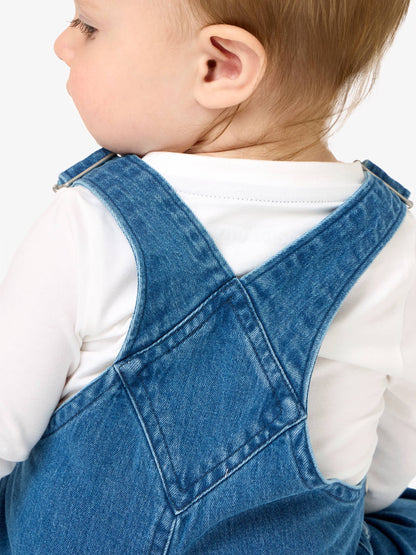 Boys Medium Wash Stretch Denim Overalls