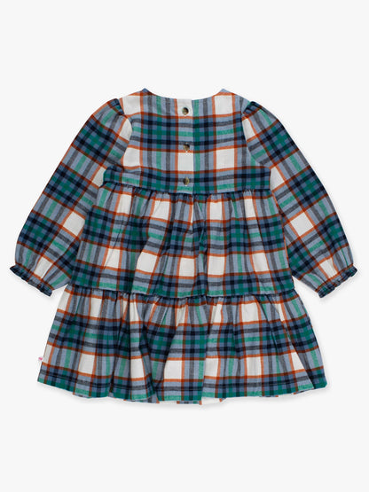 Girls Peyton Plaid Woven Long Sleeve Tiered Twirl Dress
