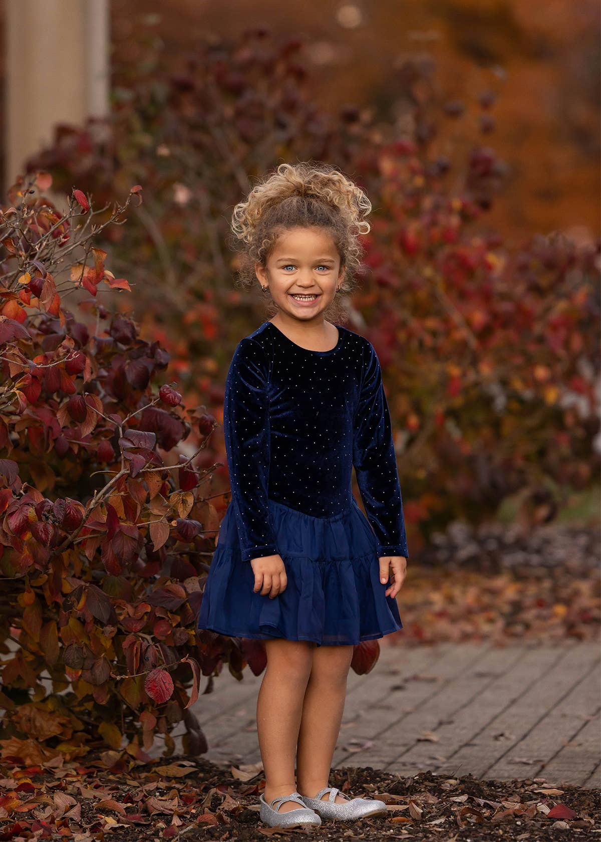 Velvet Dreams Long Sleeve Color Block Tiered Dress