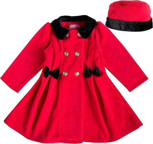 Red Double Breasted Coat + Hat