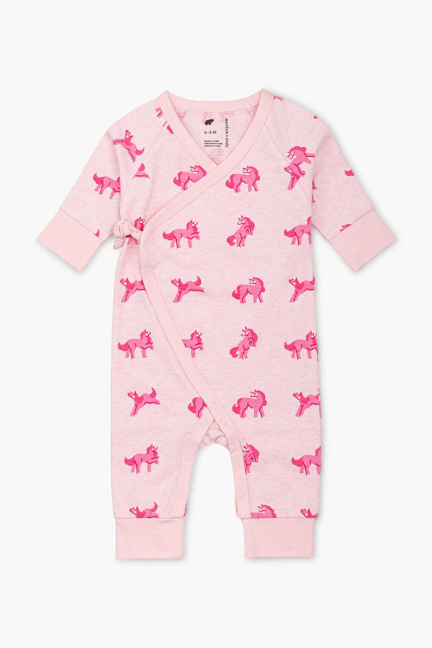 Kimono Tie One Piece - Pink Unicorns