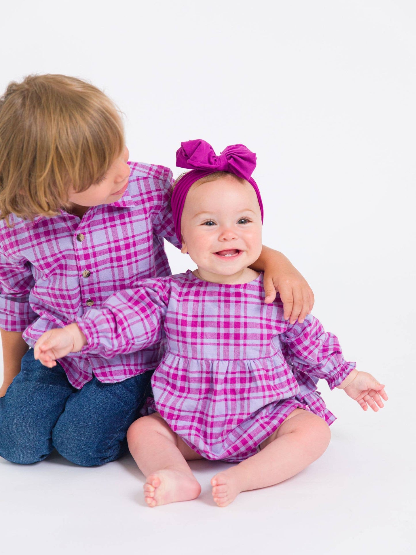 Harper Plaid Woven Long Sleeve Bubble Romper