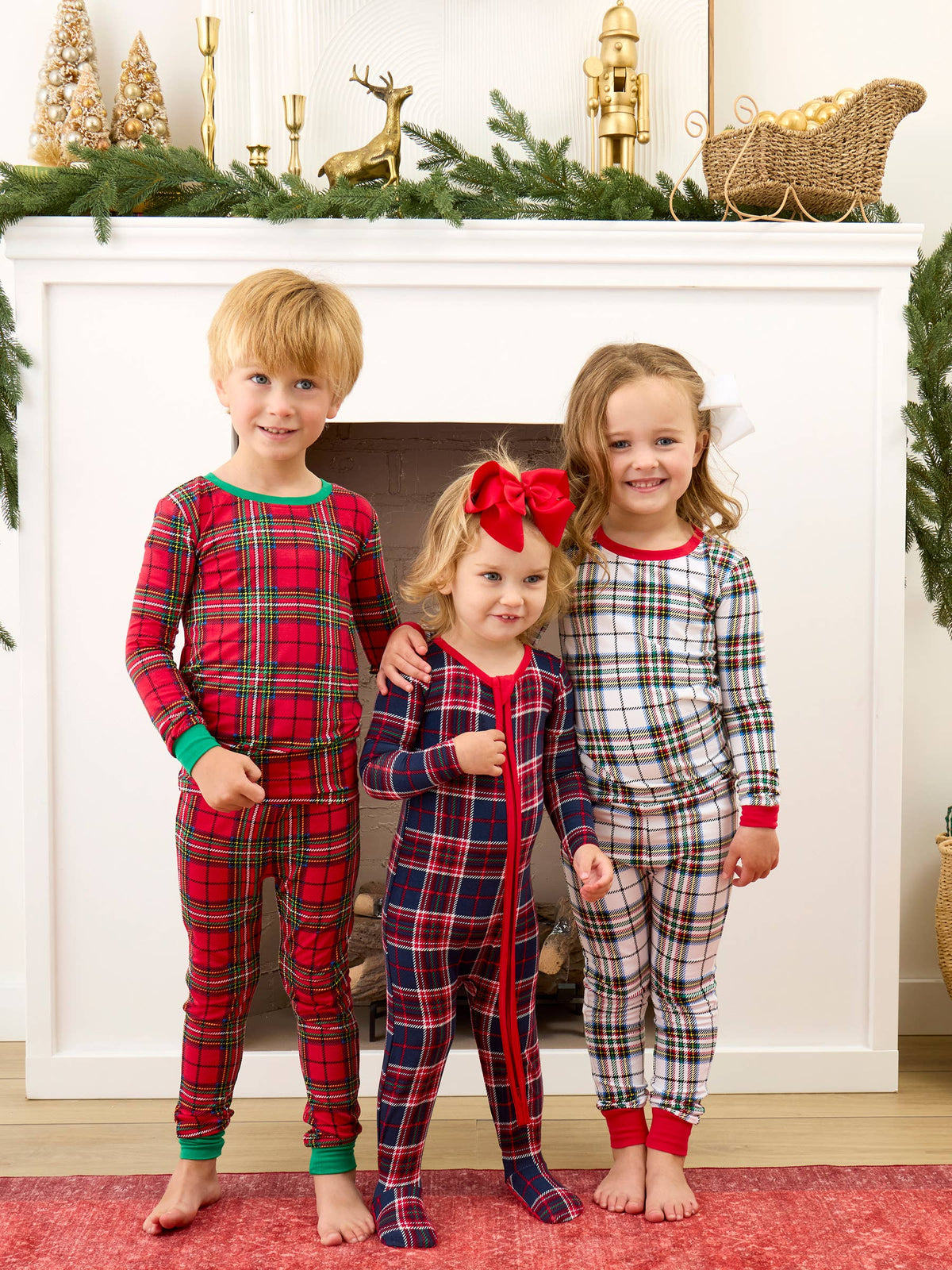 SoftSnooze™ Baby Bamboo Viscose Navy Nicholas Plaid Footed One Piece Pajama