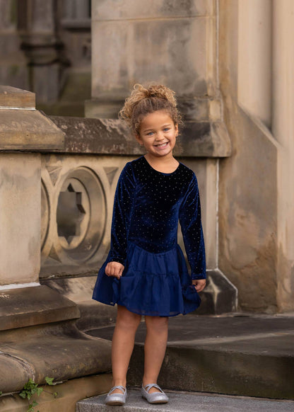 Velvet Dreams Long Sleeve Color Block Tiered Dress