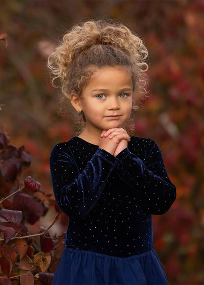 Velvet Dreams Long Sleeve Color Block Tiered Dress