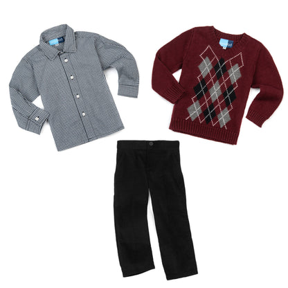 Argyle Sweater 3-Piece Set