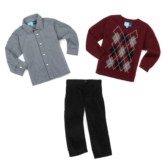 Argyle Sweater 3-Piece Set