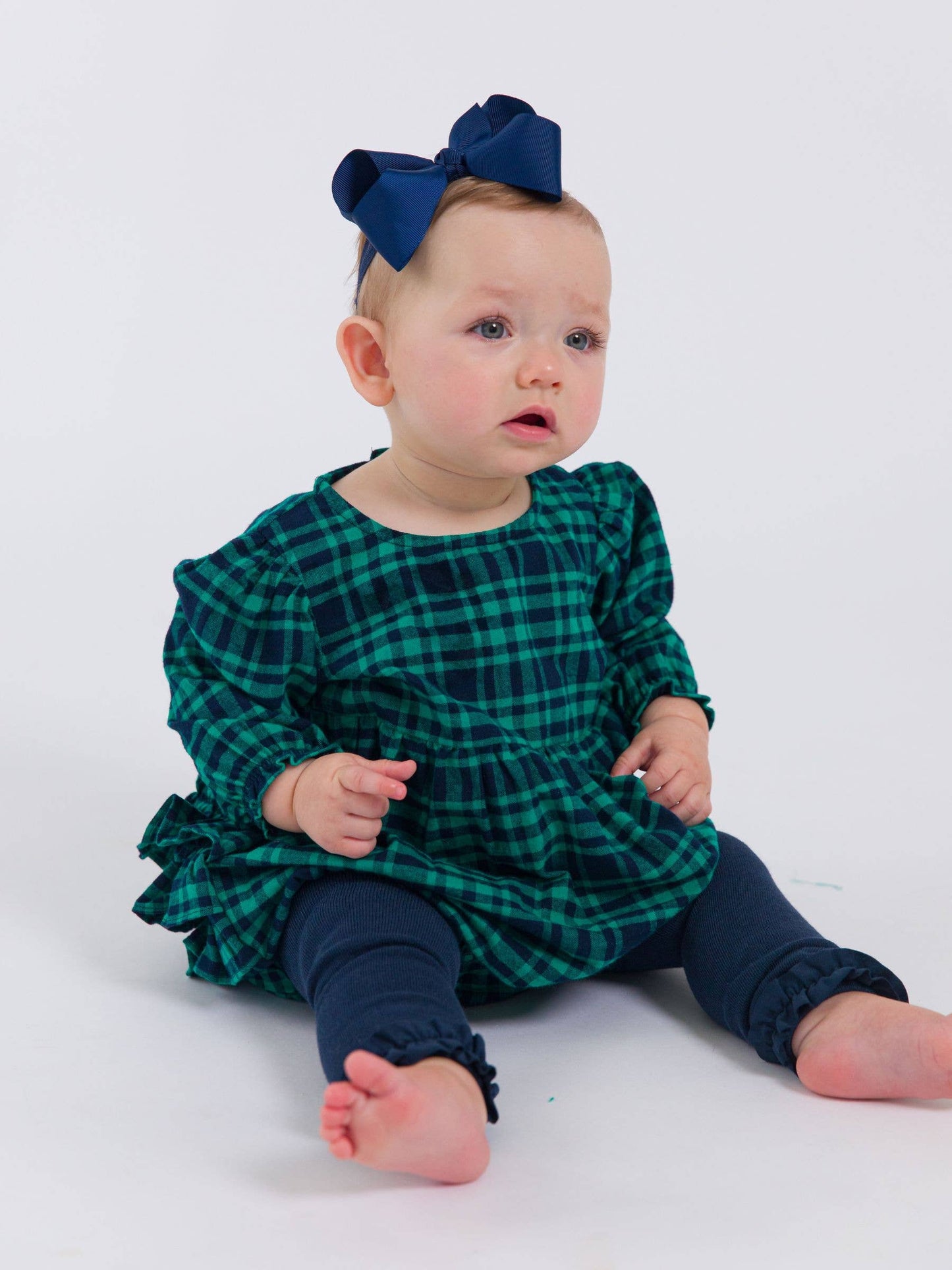 Hayden Plaid Woven Long Sleeve Bubble Romper