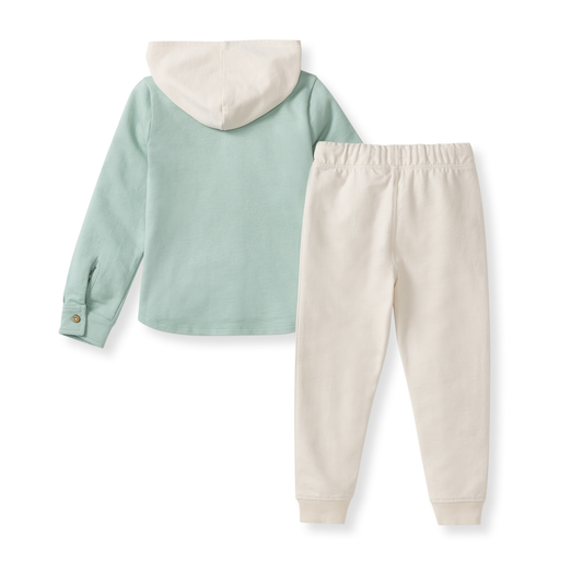 Hooded Shirt & Pants Set Light Blue