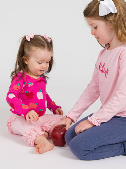 Toddler Girls Pink Classic Ruffle Leggings with Signature Rear Ruffles