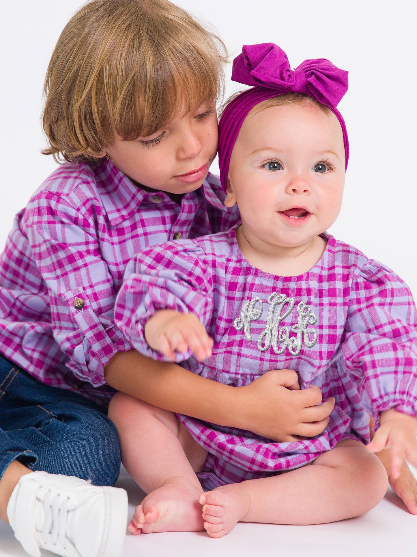 Harper Plaid Woven Long Sleeve Bubble Romper