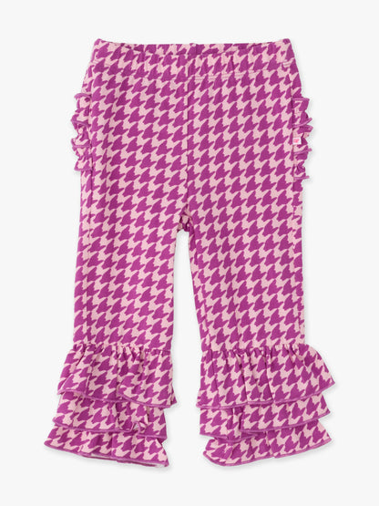 Toddler Girls Plum Tart Houndstooth Ruffle Flare Pants with Signature Rear Ruffles