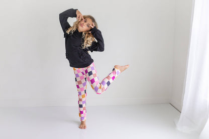 Ruffle Hoodie & Checkered Leggings Fall Set