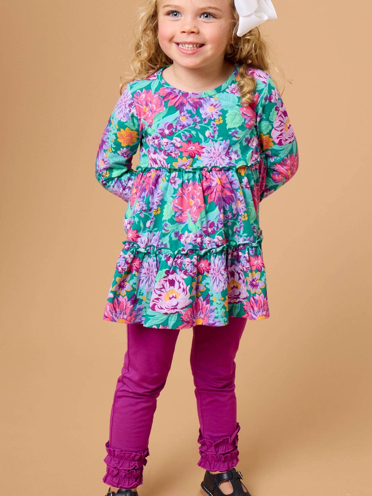 Toddler Girls Plum Tart Classic Ruffle Leggings with Signature Rear Ruffles