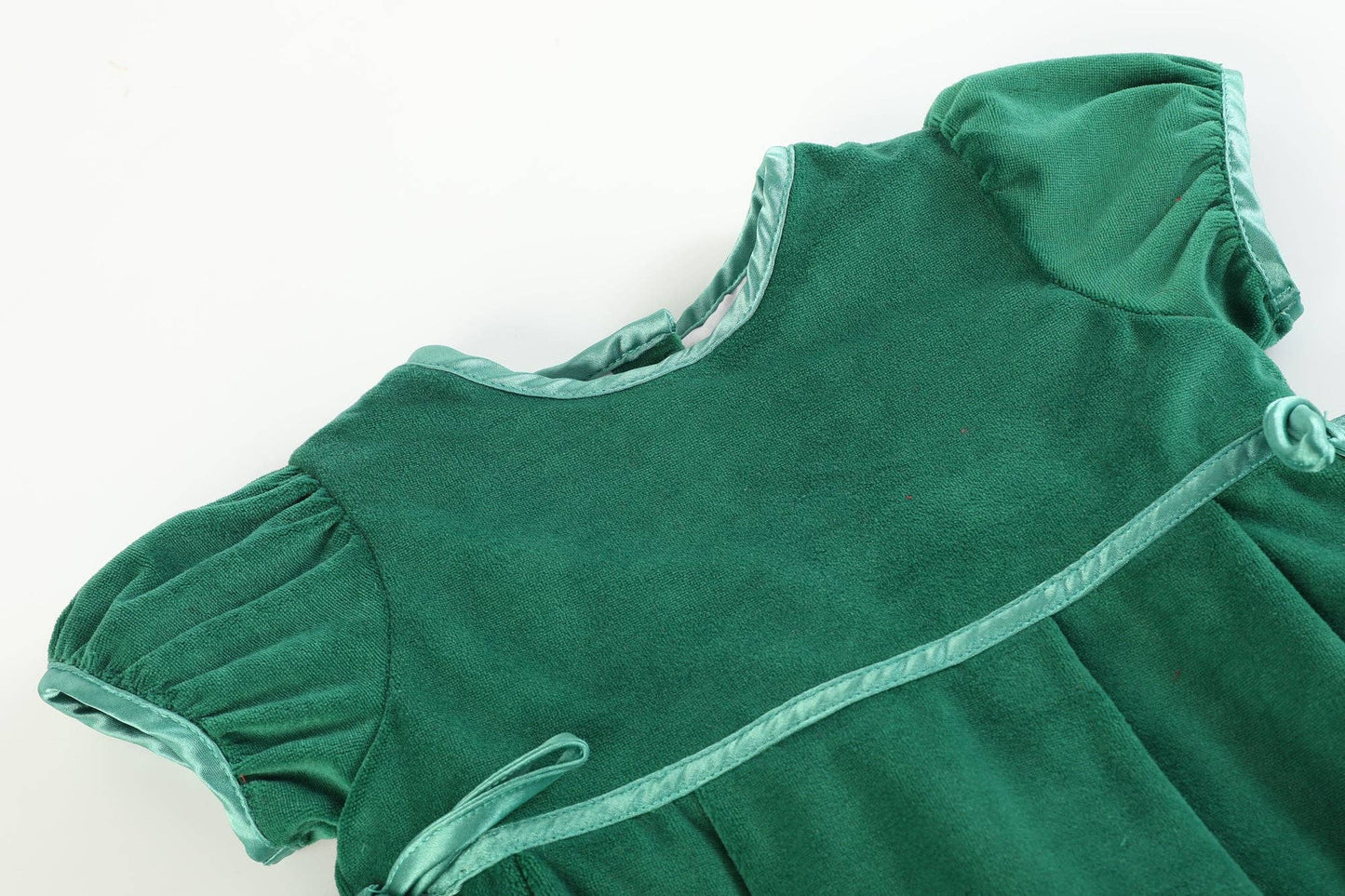 Green Velour and Satin Bow Christmas Dress