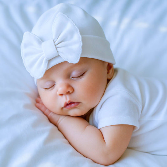 Essentials Solid Bow Hat - White