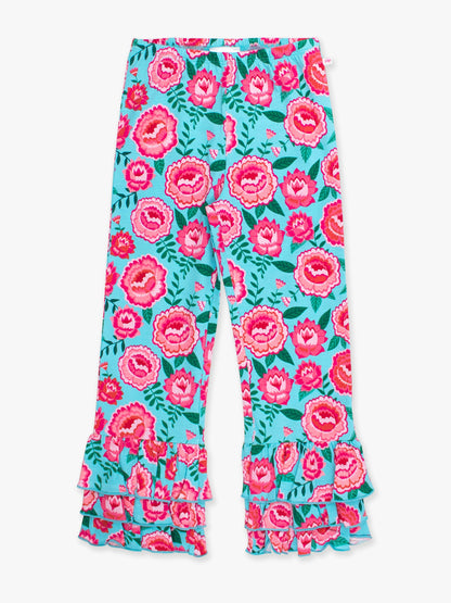Girls Bright Blossoms Ruffle Flare Pants