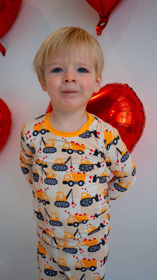 Valentine's Day Construction Two-Piece Bamboo Pajamas