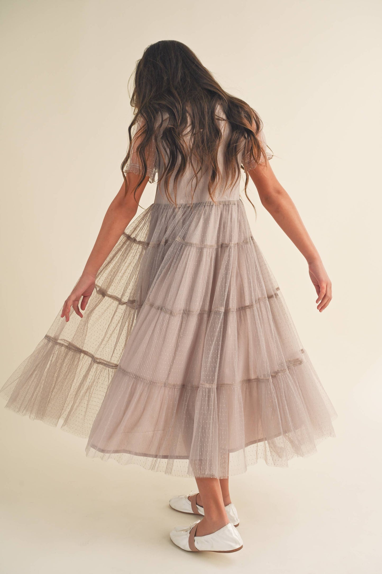 Puff Sleeve Tiered Midi Dress