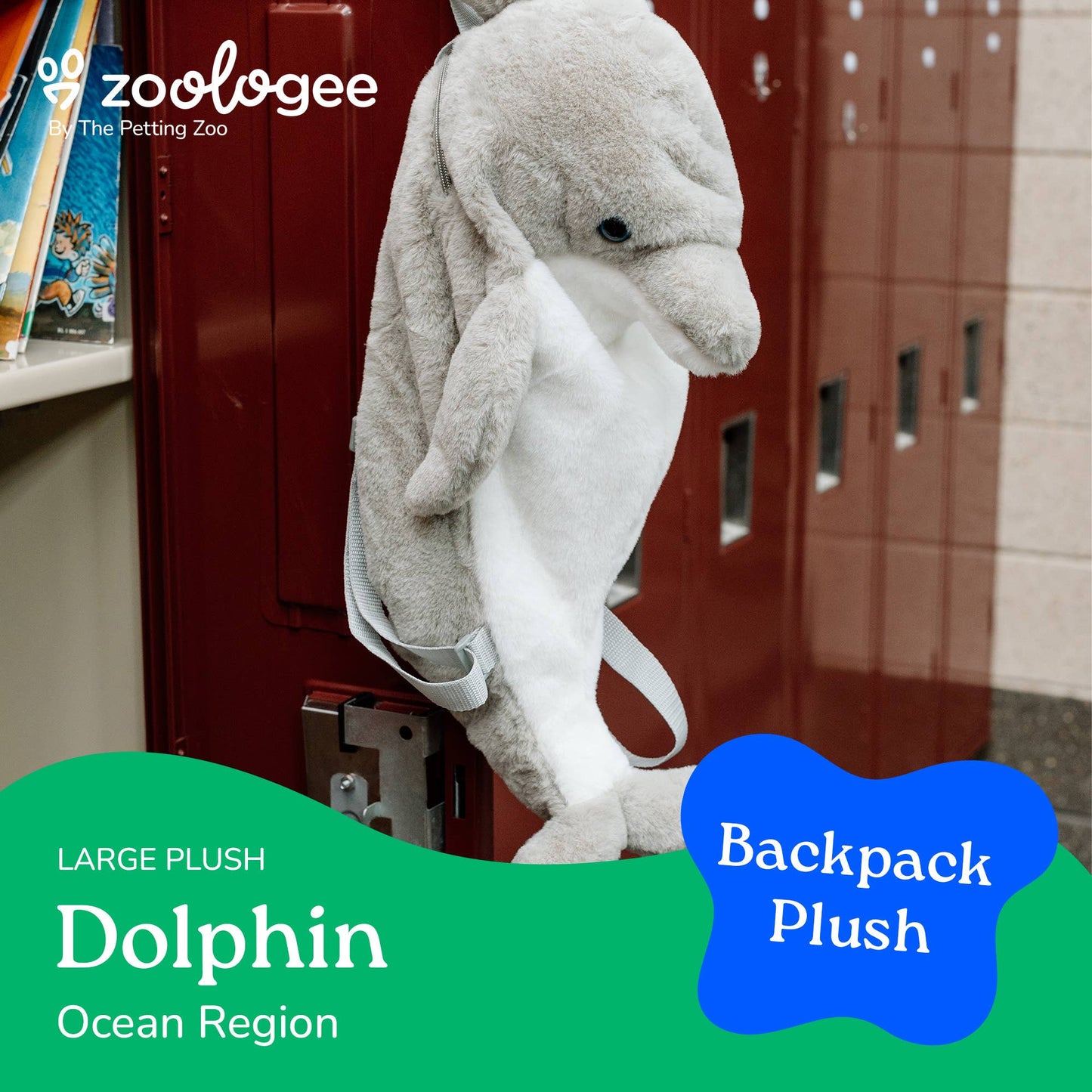 Dolphin 20"  Plush Animal Backpack
