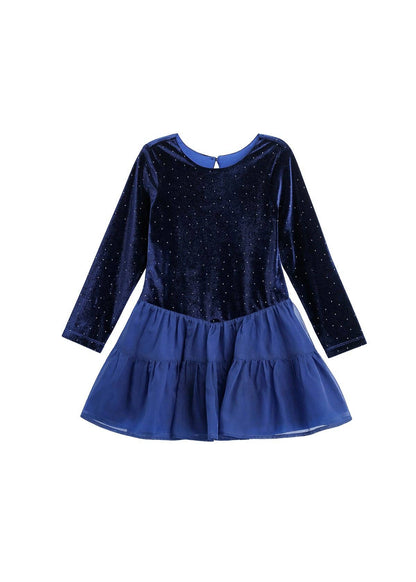 Velvet Dreams Long Sleeve Color Block Tiered Dress