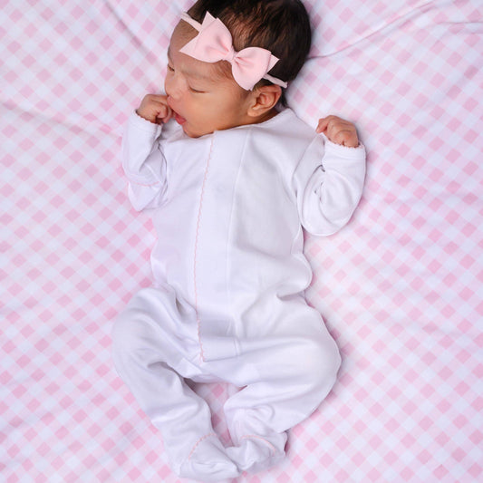 Essentials White with Pink Trim Footie