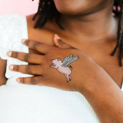 Flying Pig Tattoo Pair