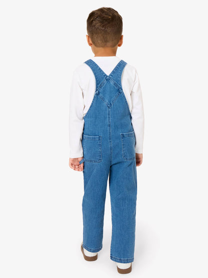 Boys Medium Wash Stretch Denim Overalls