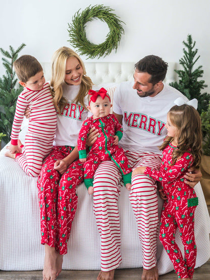 SoftSnooze™ Baby Girls Bamboo Viscose Candy Cane Cutie Convertible Ruffle One Piece Footie Pajama