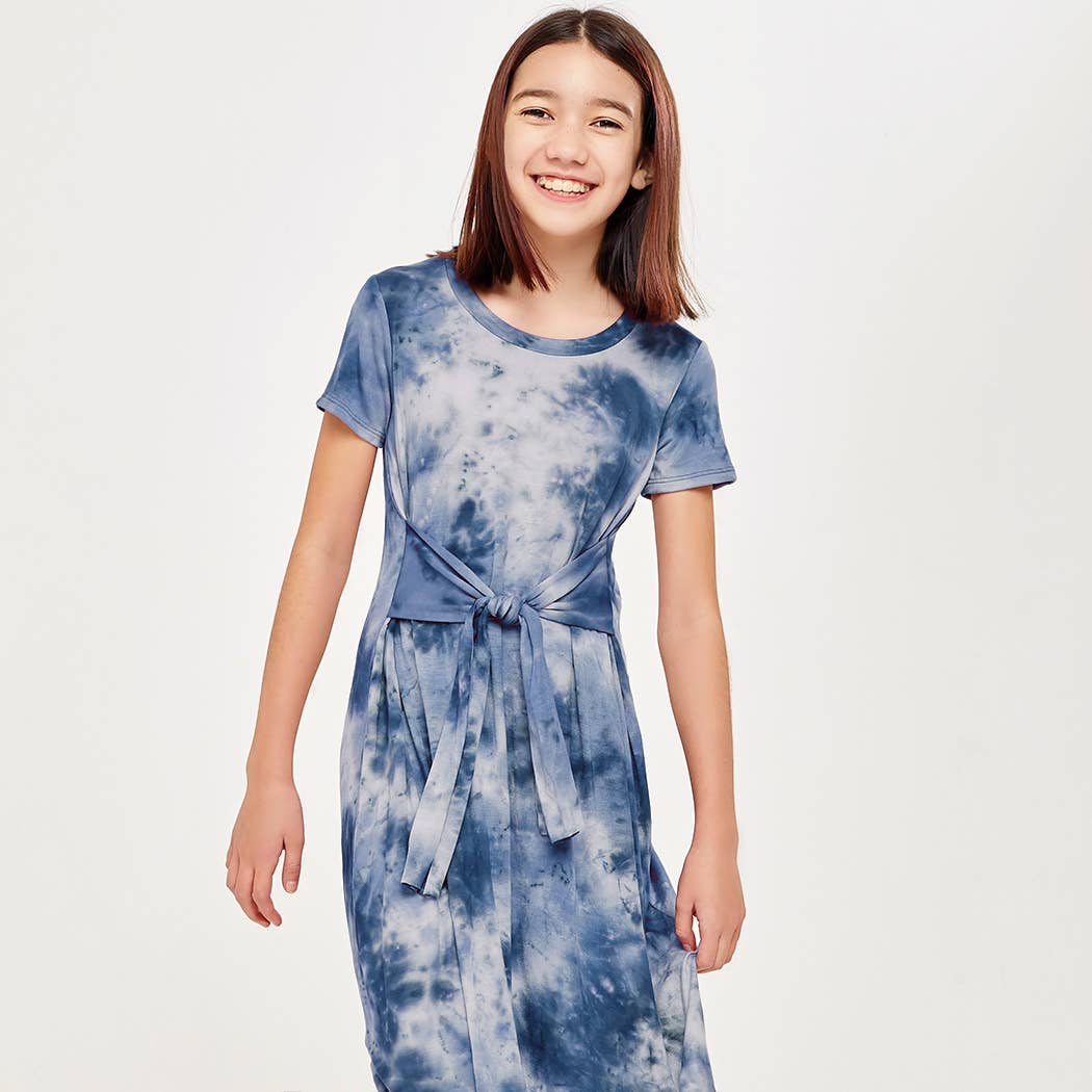 Tie Waist Tie-Dye Midi Dress