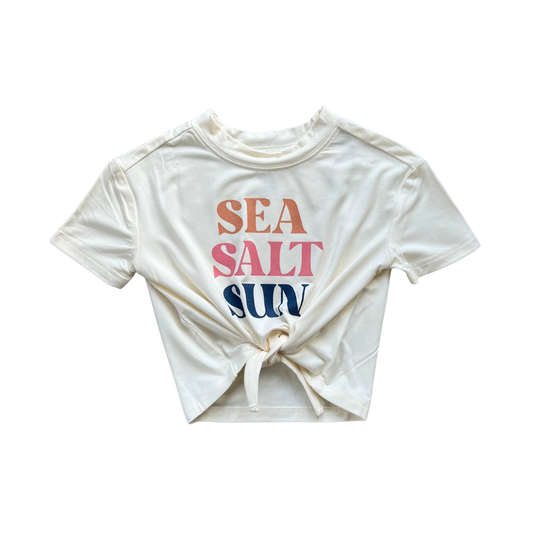 Tie Front Tee- Sea, Salt, Sun