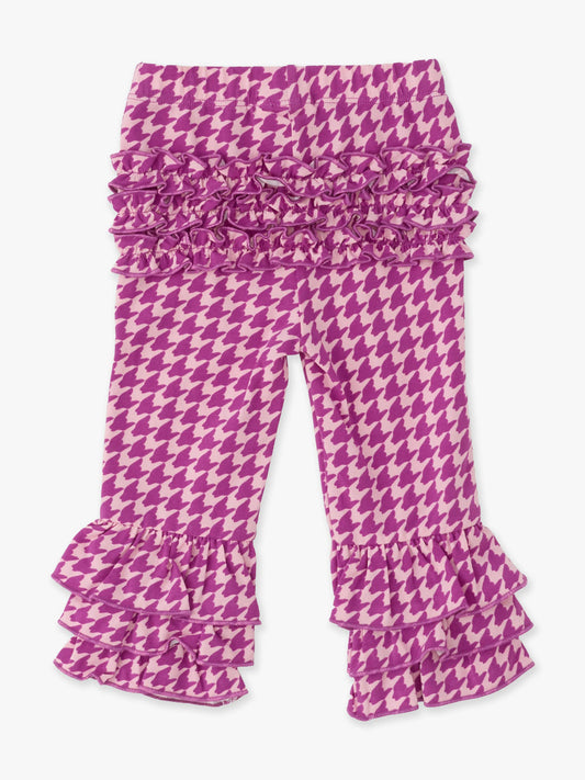 Toddler Girls Plum Tart Houndstooth Ruffle Flare Pants with Signature Rear Ruffles