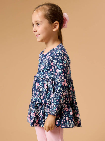 Girls Moonlit Meadow Knit Ruffle Tiered Tunic Top