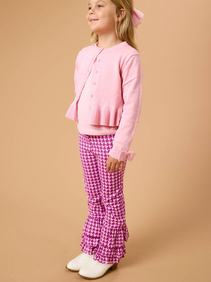 Girls Plum Tart Houndstooth Ruffle Flare Pants