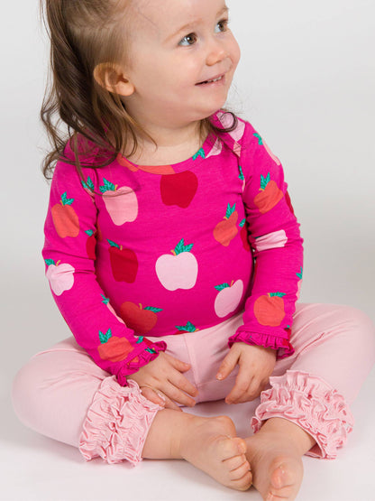 Toddler Girls Pink Classic Ruffle Leggings with Signature Rear Ruffles