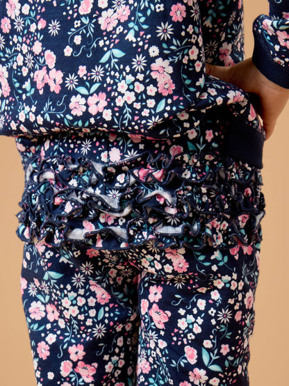 Toddler Girls Moonlit Meadow Flutter Sweatshirt Jogger Set with Signature Rear Ruffles