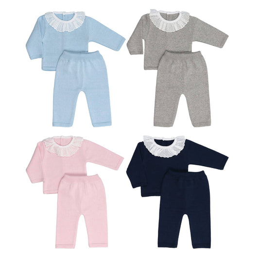 Baby Ruffle Collar Knitted Sweater and Pants Set