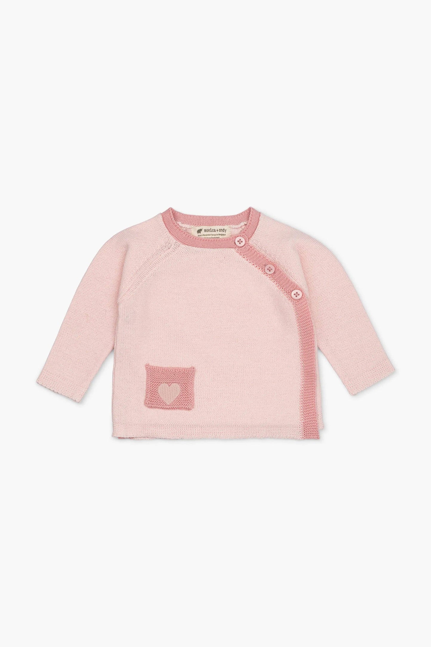 Little Darling Knit Top + Bottom - Pink Heart on Pink