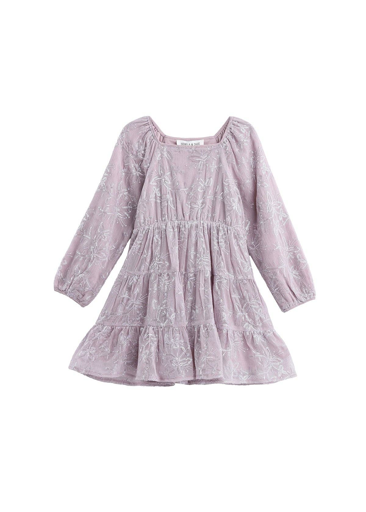 Sugarplum Sparkle Floral Embroidered Tiered Dress