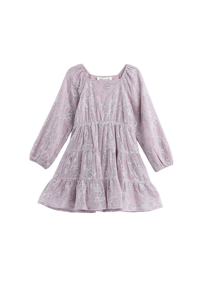 Sugarplum Sparkle Floral Embroidered Tiered Dress