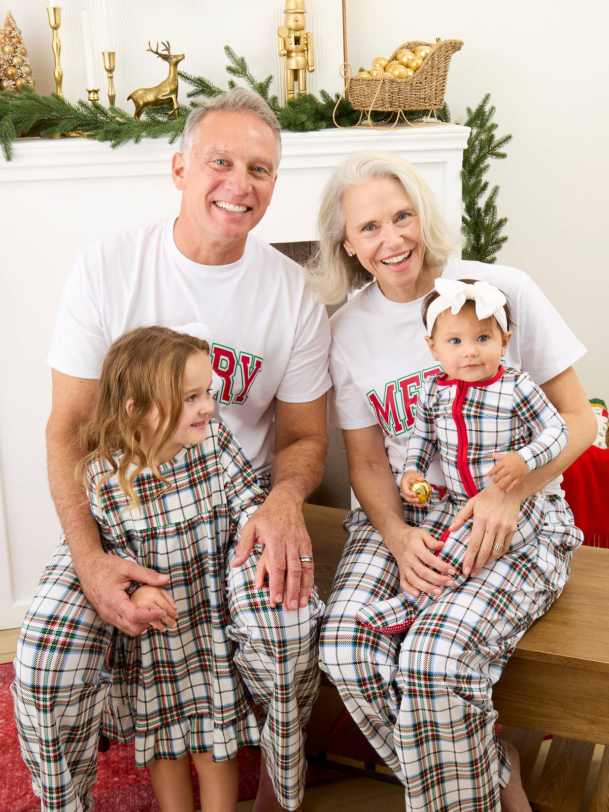 SoftSnooze™ Baby Cotton Modal White Nicholas Christmas Plaid Footed One Piece Pajama