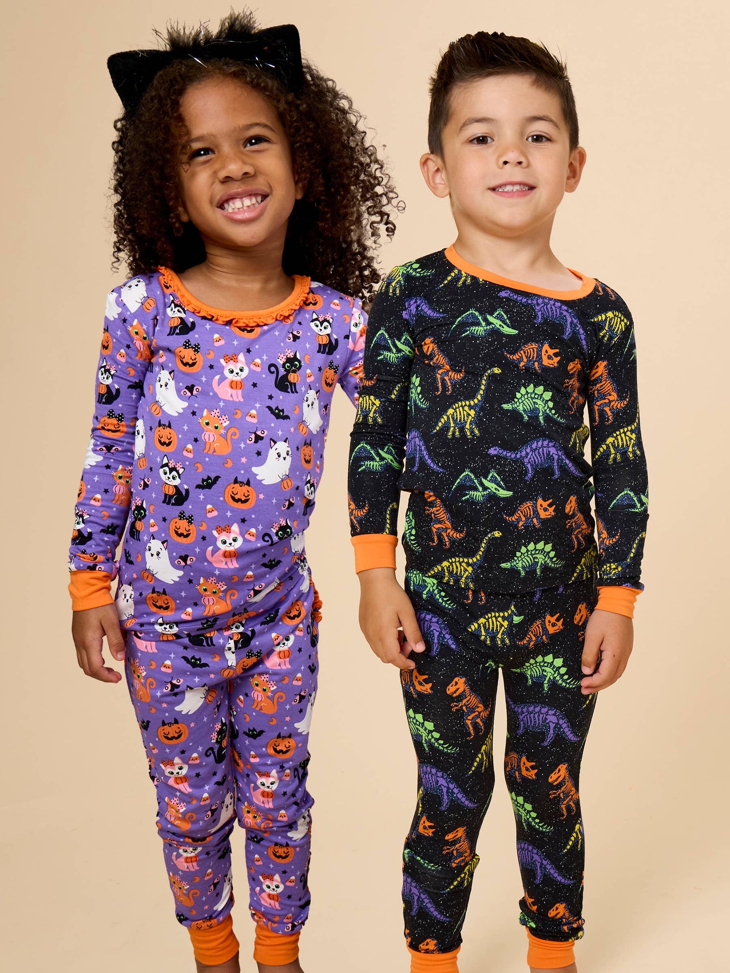 SoftSnooze™ Baby Bamboo Viscose Prehistoric Dinosaur Pals Glow-In-The-Dark Convertible One Piece Footie Pajama