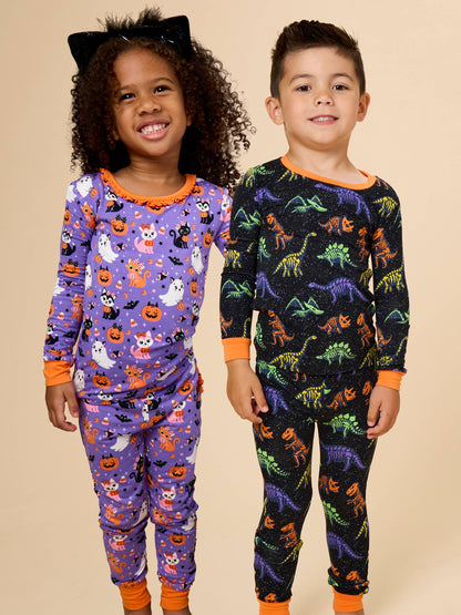 SoftSnooze™ Baby Bamboo Viscose Prehistoric Dinosaur Pals Glow-In-The-Dark Convertible One Piece Footie Pajama