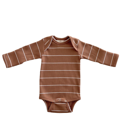 Saddle Stripe / Organic Ribbed Long Sleeve Bodysuit