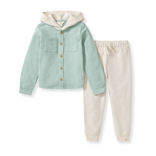 Hooded Shirt & Pants Set Light Blue