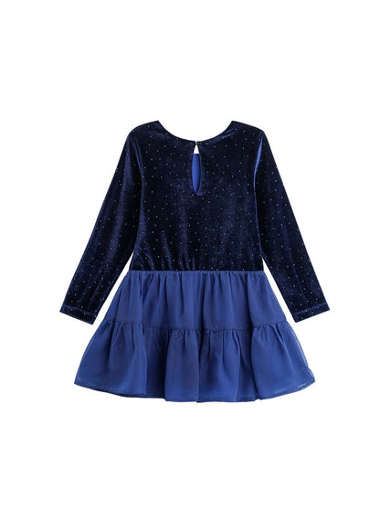 Velvet Dreams Long Sleeve Color Block Tiered Dress
